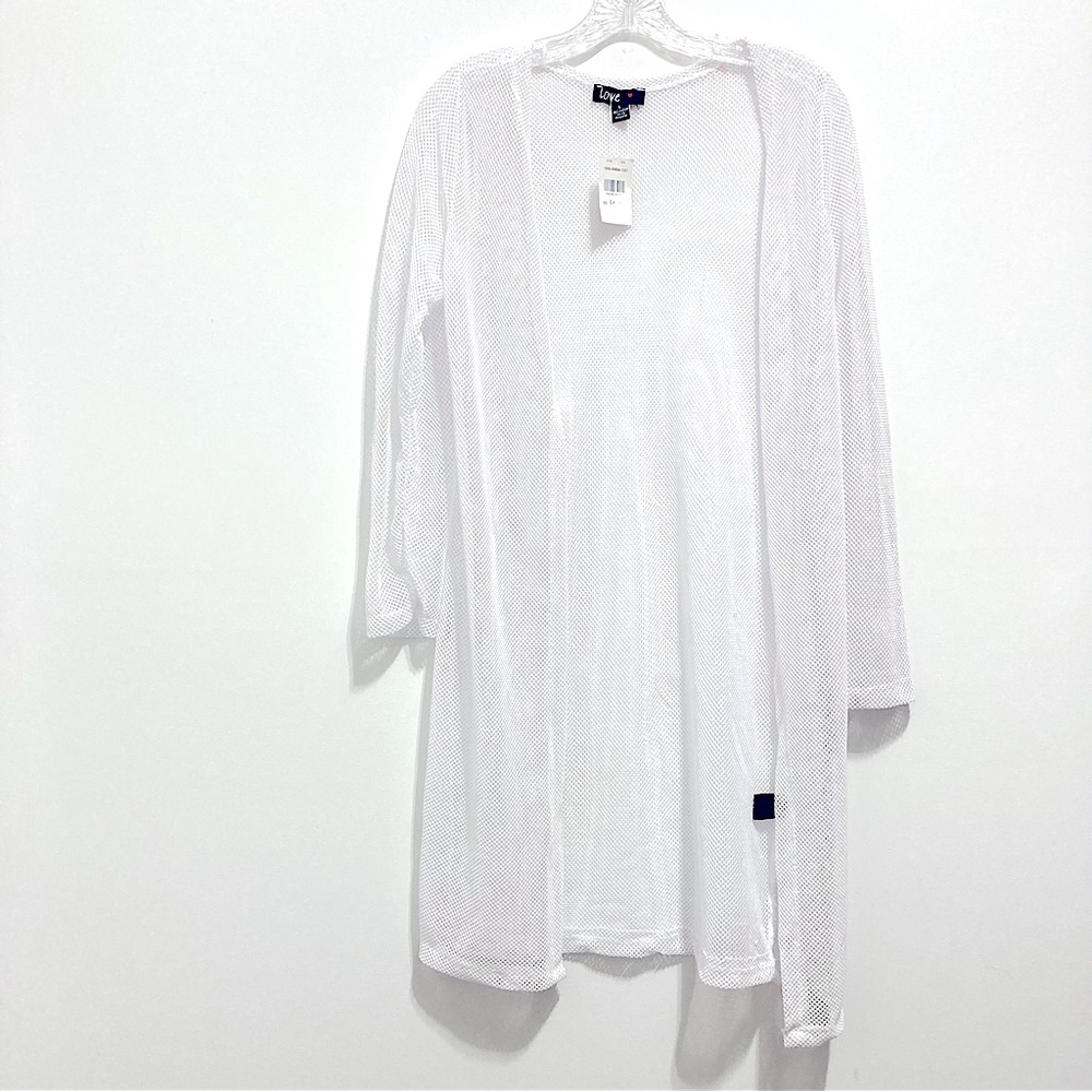 NEW LOVE White Fishnet Mesh Cardigan
